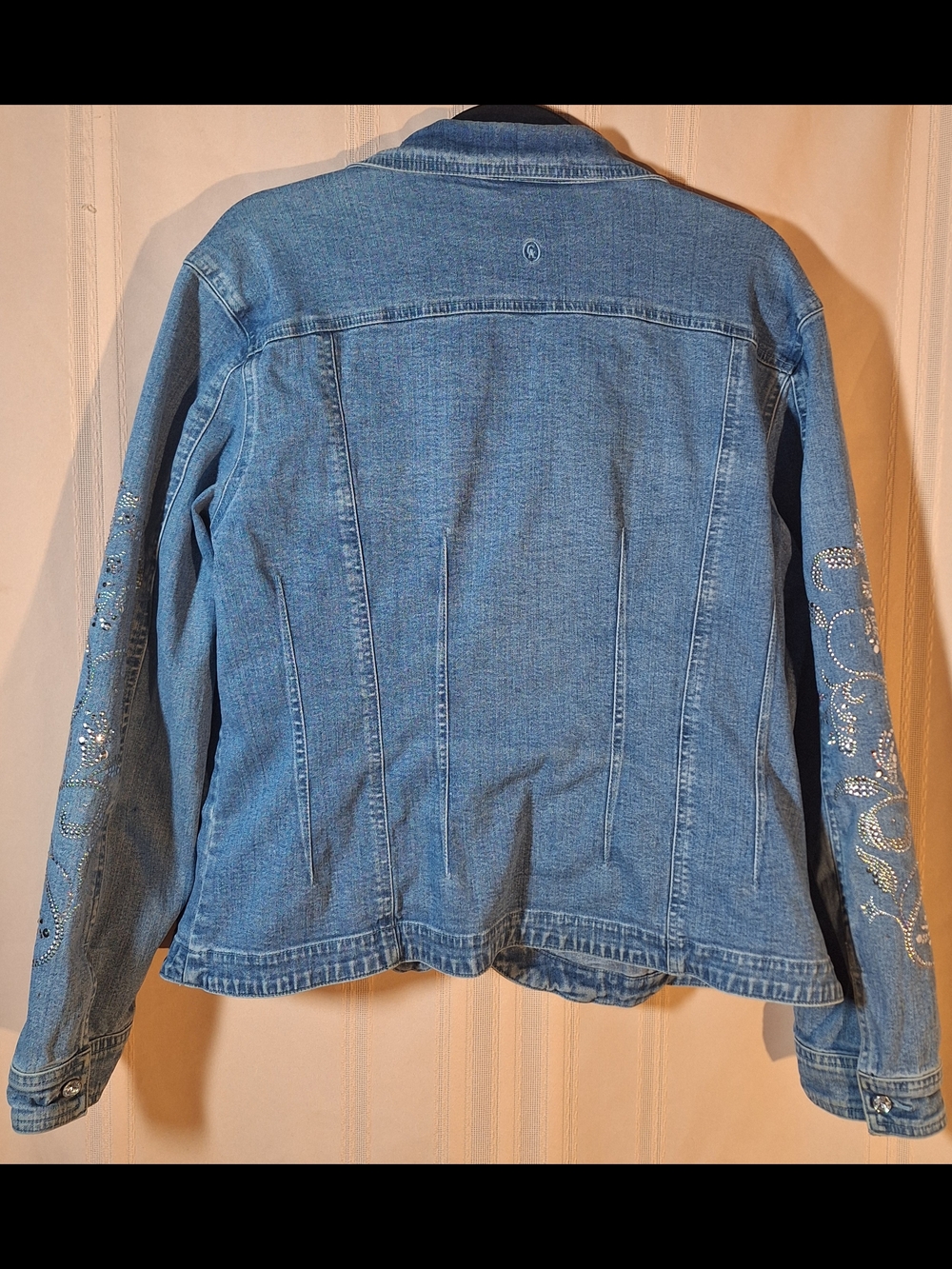CHRISTINE ALEXANDER Light Blue Rhinestone Denim Jacket - Picture 2 of 7